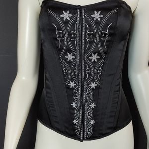 Charlotte Russe Sz M Y2K Blk Silver Bustier Corset